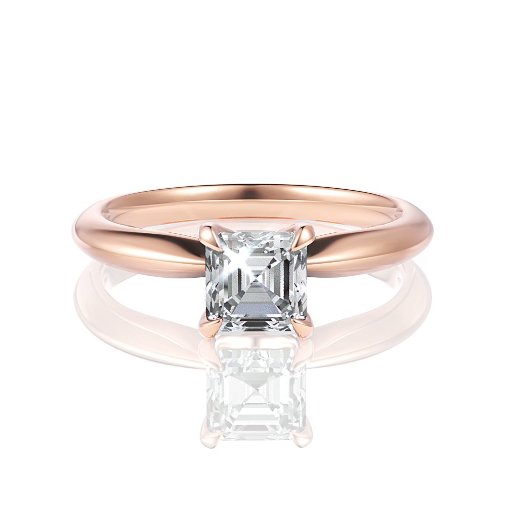 The Elyse Asscher Cut 18kt Rose Gold Classic Four-Prong Solitaire Engagement Ring