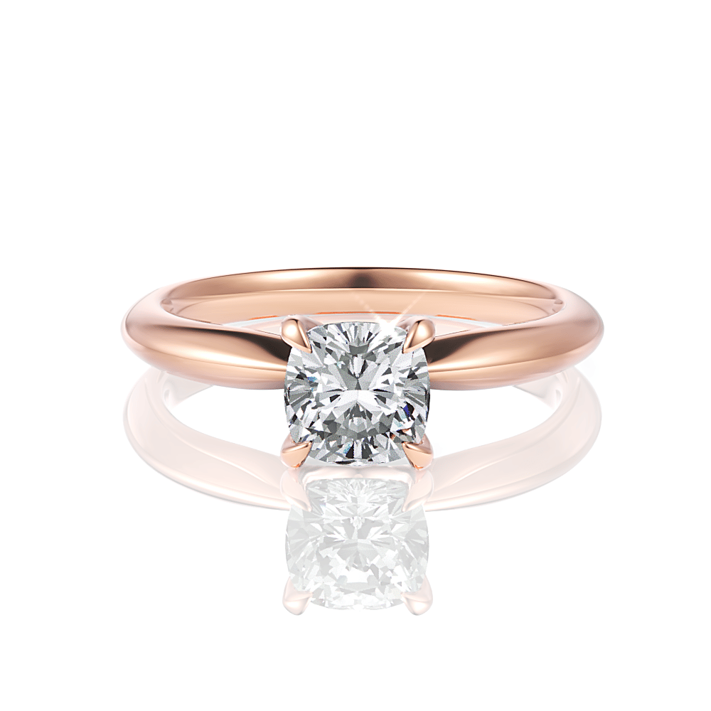 The Elyse Cushion Cut 18kt Rose Gold Classic Four-Prong Solitaire Engagement Ring