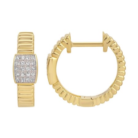 14kt Yellow Gold 0.09 CTW Fluted Diamond Huggie Hoop Earrings, 15mm