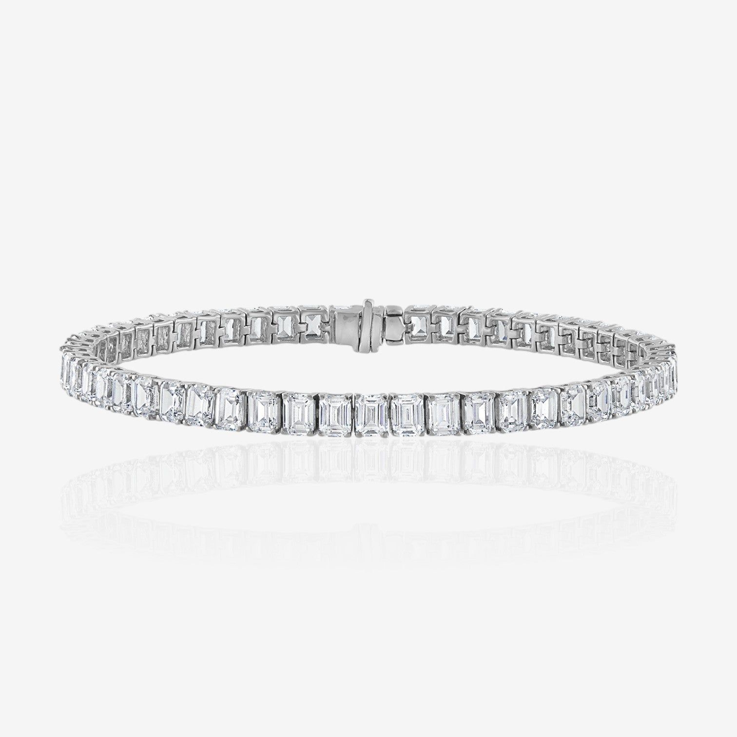 Emerald Cut Prong-Set Diamond Tennis Bracelet