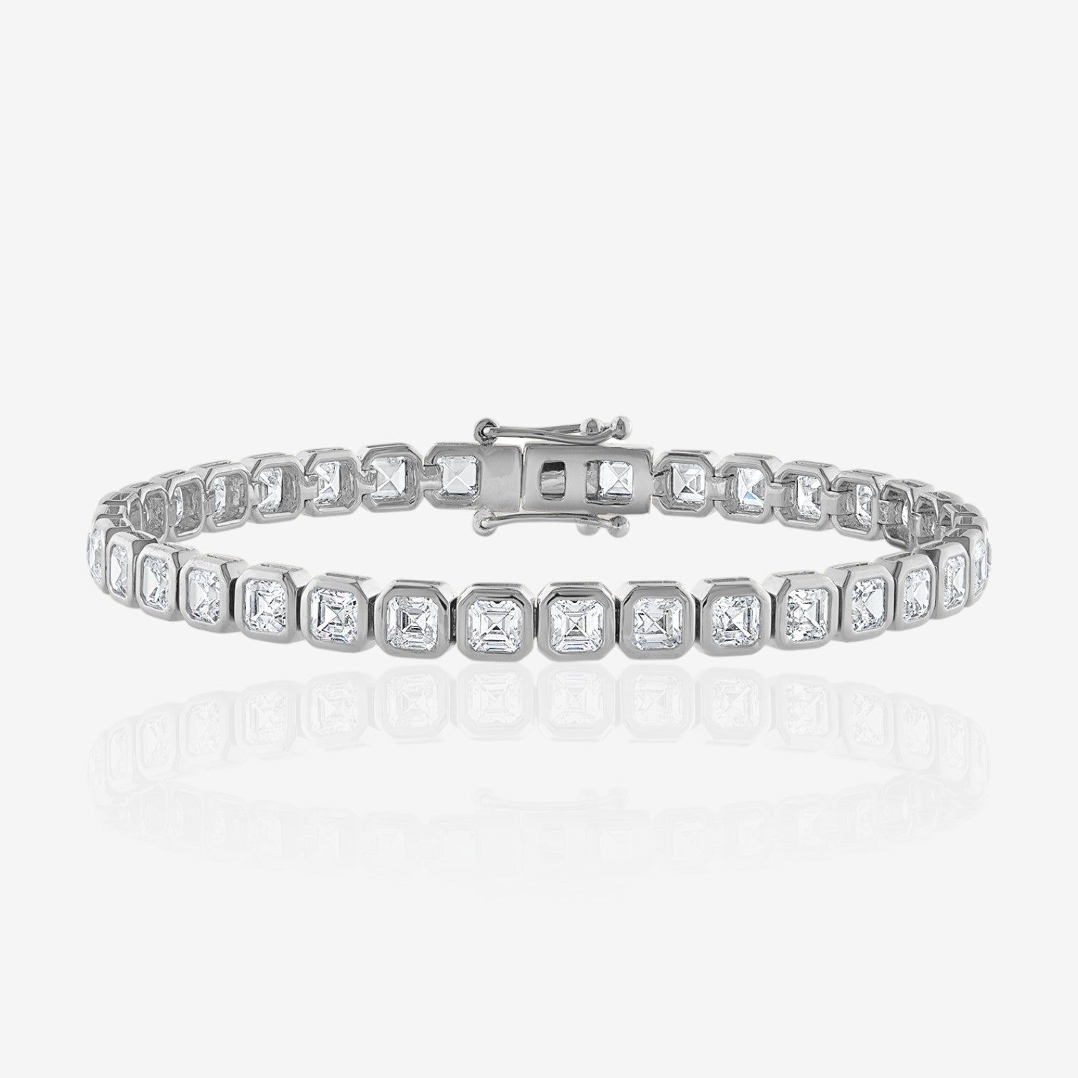 Asscher Bezel-Set Diamond Tennis Bracelet