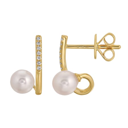 14kt Yellow Gold 0.04 CTW Diamond & Pearl Caged Lobe Earrings