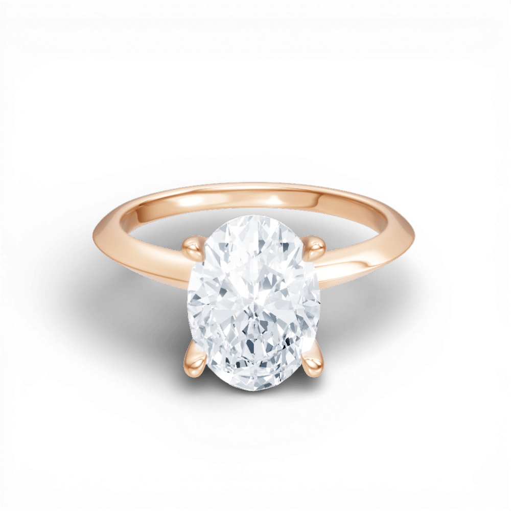 The Teya Oval Cut 18kt Rose Gold Four-Prong Solitaire Engagement Ring