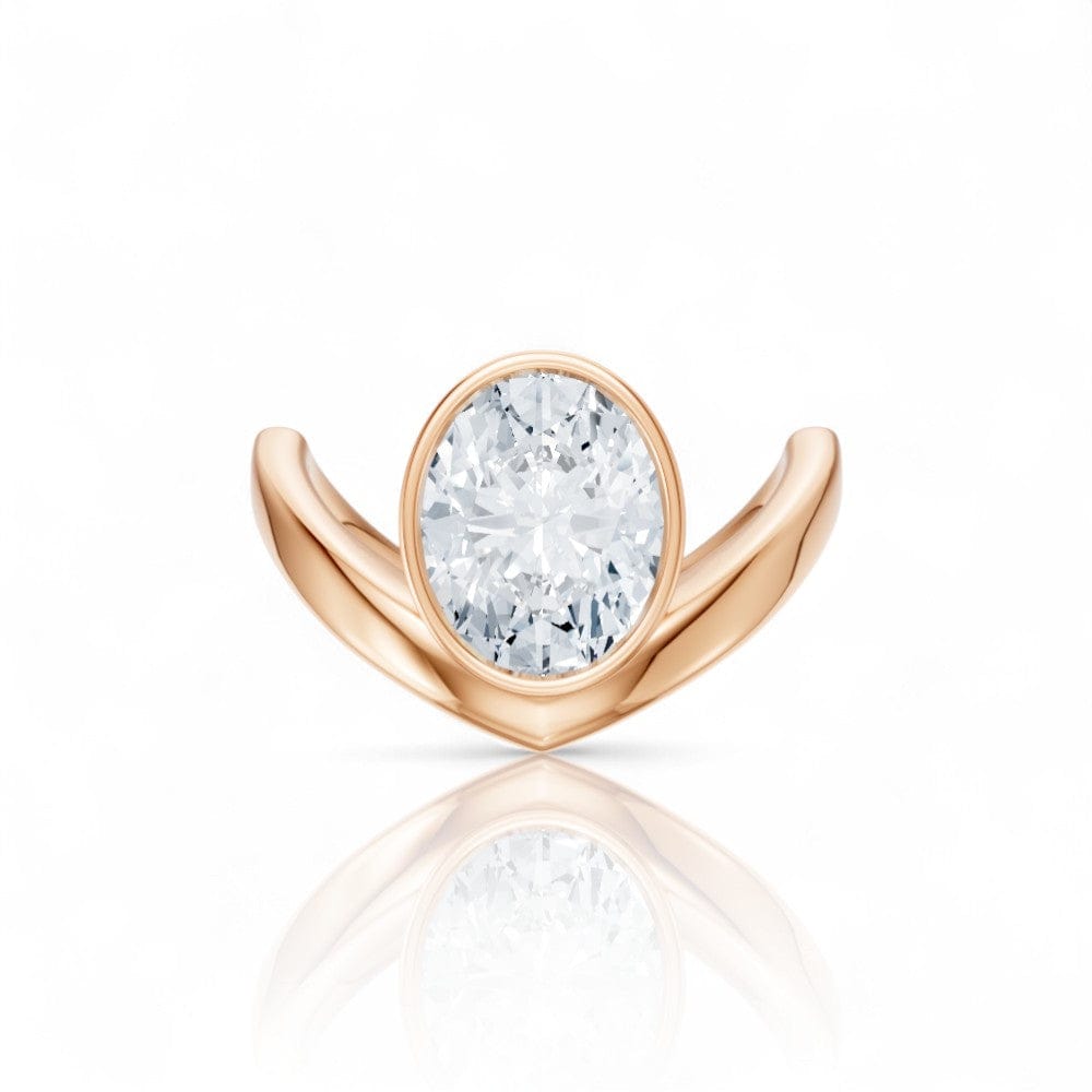 The Lunelle Oval Cut 18kt Rose Gold Bezel-Set Solitaire Engagement Ring