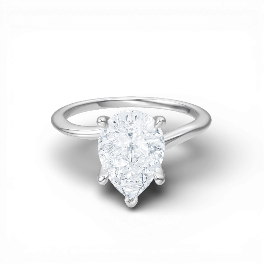 The Geneva Pear Cut 14kt White Gold Four-Prong Solitaire Engagement Ring