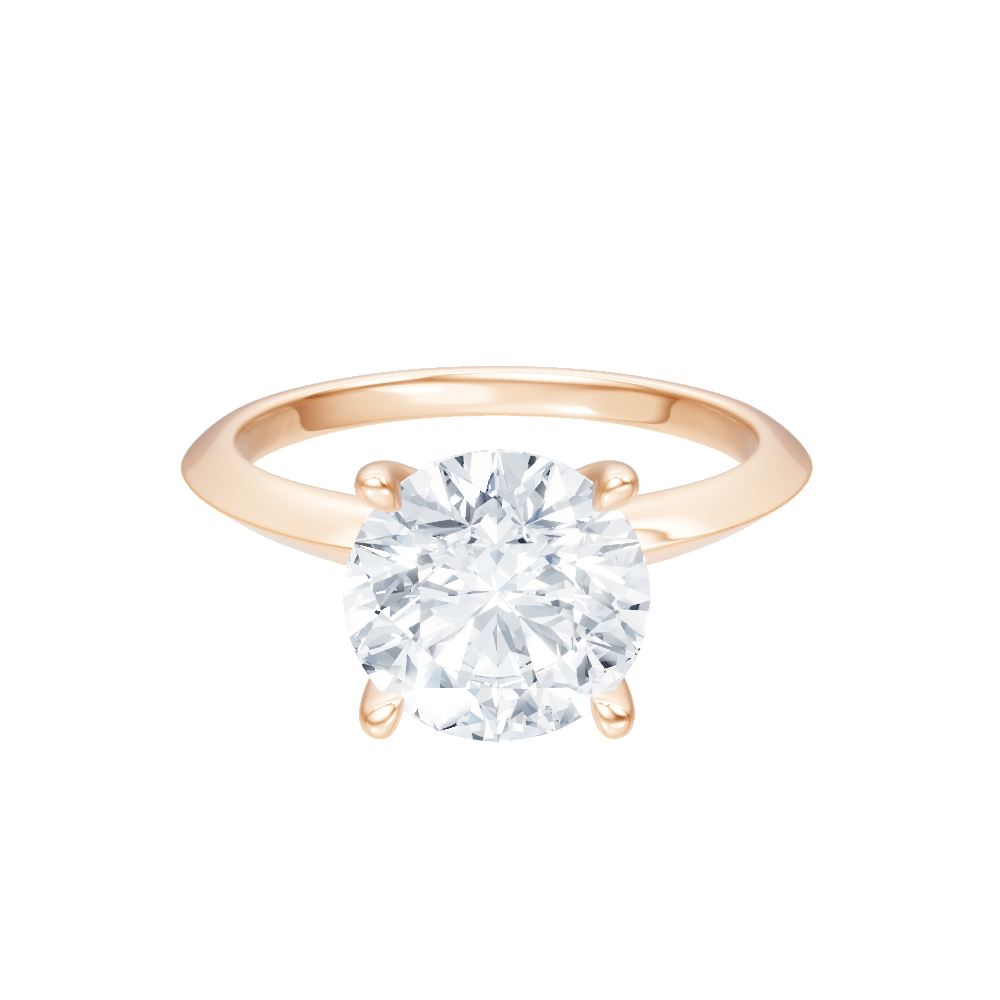 The Teya Round Cut 18kt Rose Gold Four-Prong Solitaire Engagement Ring