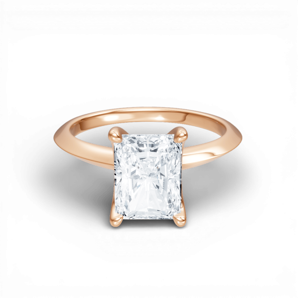 The Teya Radiant Cut 18kt Rose Gold Four-Prong Solitaire Engagement Ring