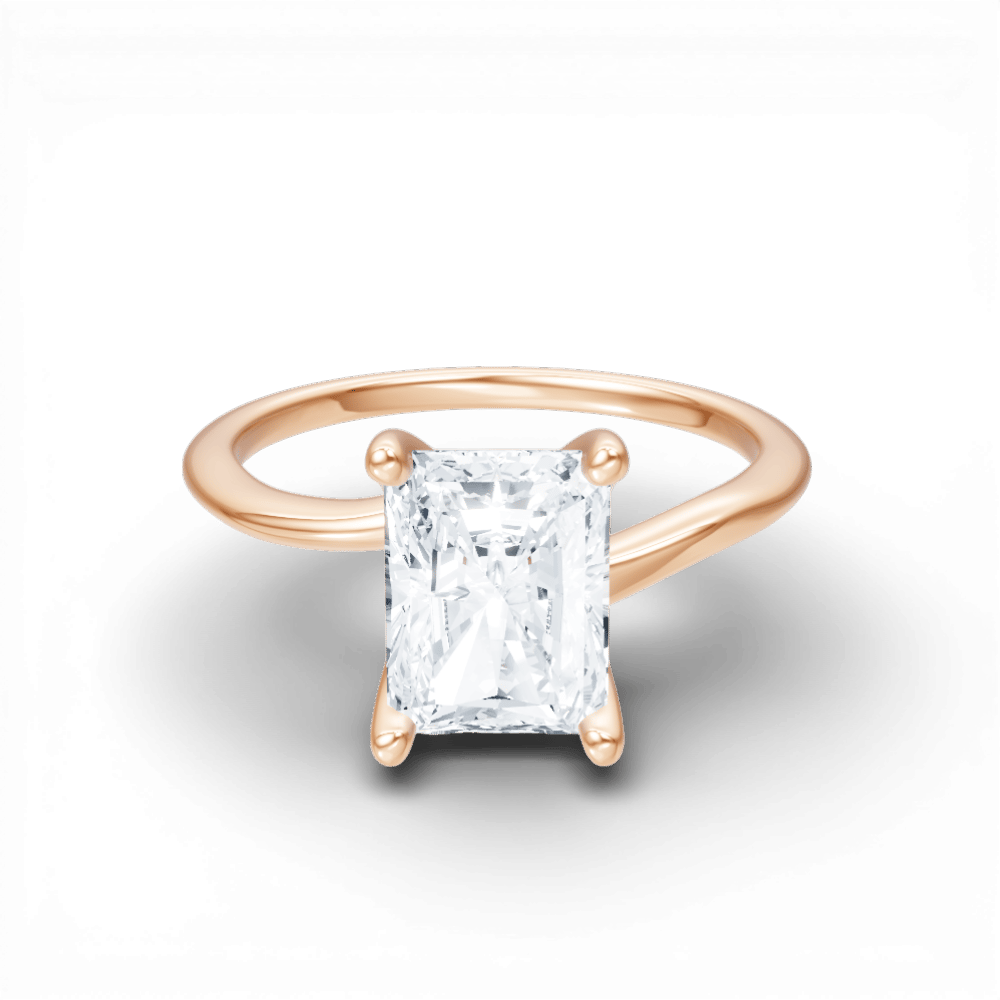 The Geneva Radiant Cut 18kt Rose Gold Four-Prong Solitaire Engagement Ring
