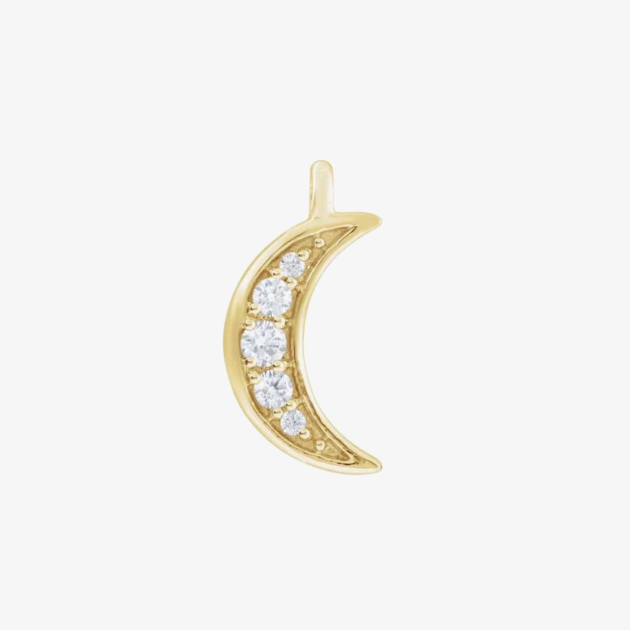 14kt Yellow Gold 0.04 CTW Diamond Crescent Moon Dangle