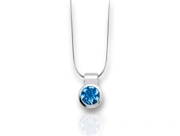 Sterling Silver 8mm Round Bezel Gemstone Necklace