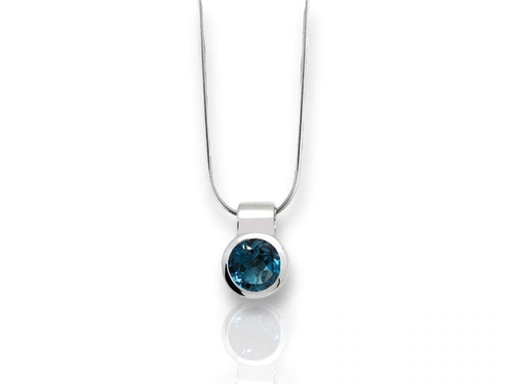 Sterling Silver 8mm Round Bezel Gemstone Necklace