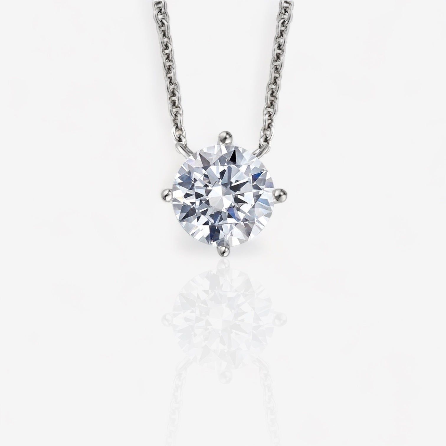 Four-Prong Round Solitaire Stationary Diamond Pendant