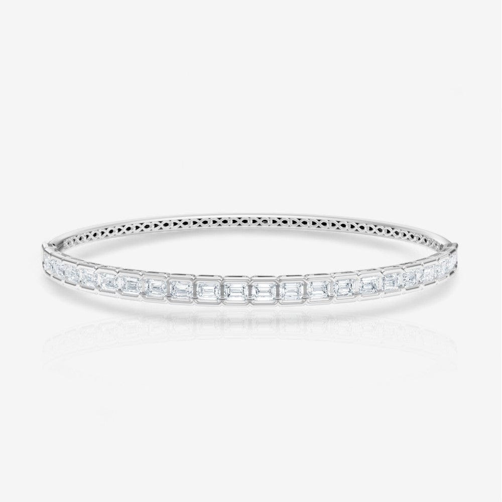 Half Bezel Emerald Cut Lab-Grown Diamond Bangle Bracelet