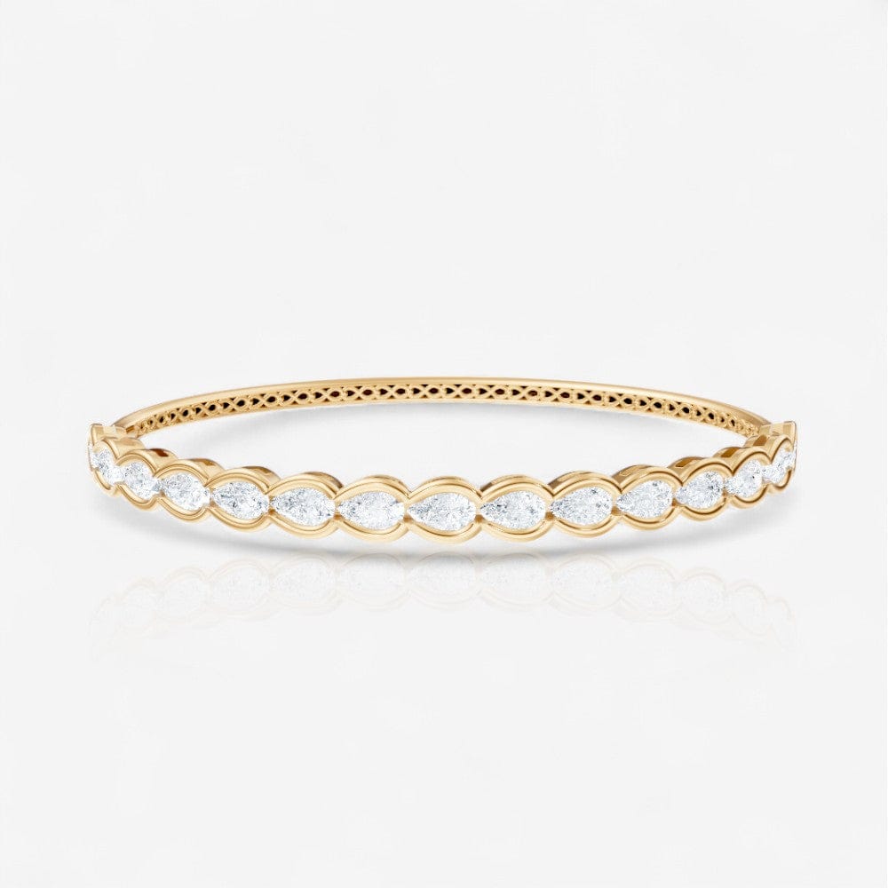 Half Bezel Pear Cut Lab-Grown Diamond Bangle Bracelet