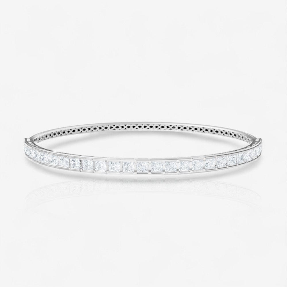 Half Bezel Princess Cut Lab-Grown Diamond Bangle Bracelet