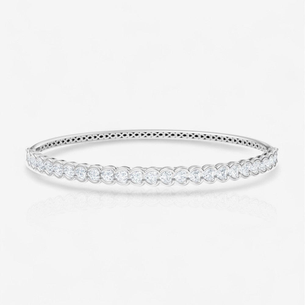 Half Bezel Heart Cut Lab-Grown Diamond Bangle Bracelet
