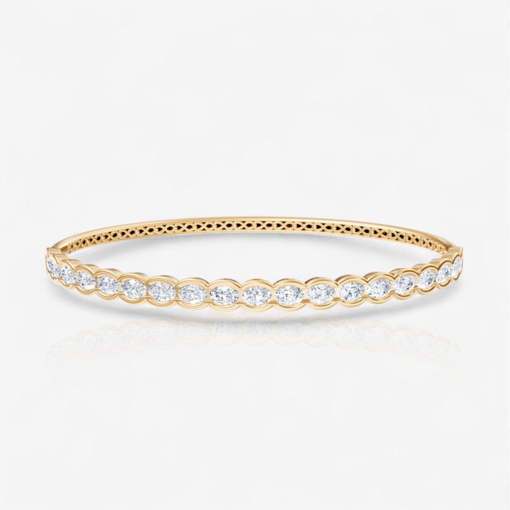 Half Bezel Oval Cut Diamond Bangle Bracelet