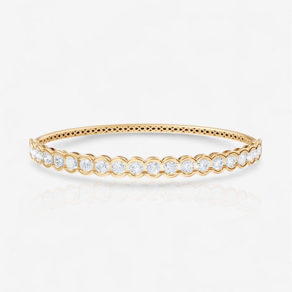 Half Bezel Round Cut Diamond Bangle Bracelet