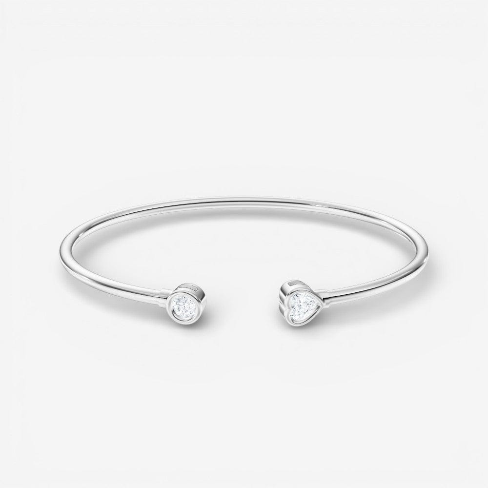 Toi et Moi Round & Heart Cut Lab-Grown Diamond Flex Bangle