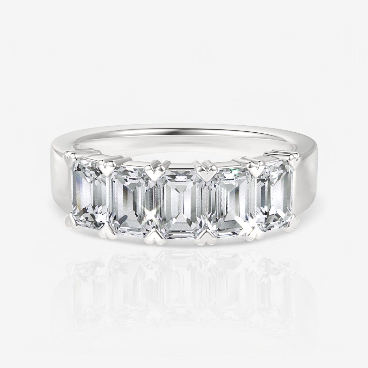 Five-Stone Emerald Diamond Wedding Ring
