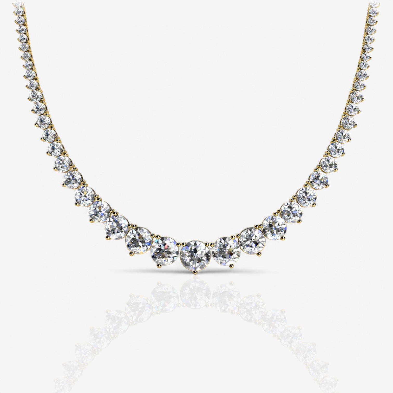 Three-Prong Graduated Diamond Tennis Necklace
