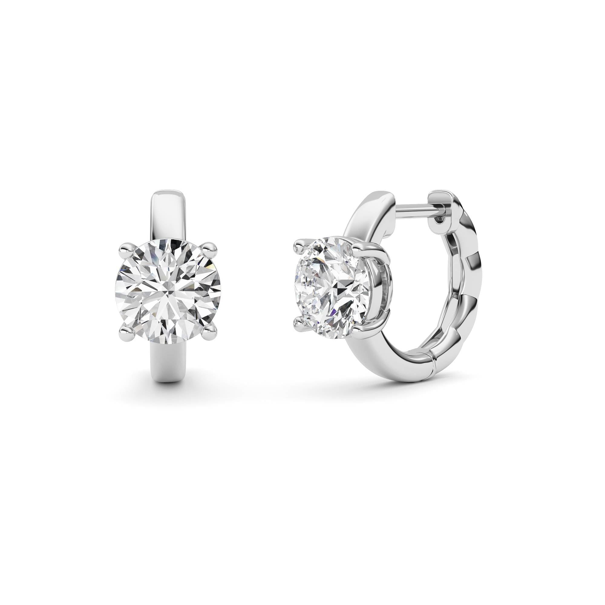 IGI Certified 2.00 CTW FVS Round Cut Lab-Grown Diamond Huggie Hoop Earrings in 14kt White Gold