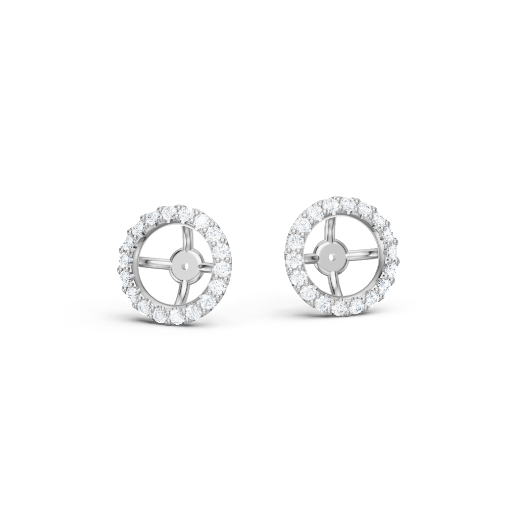Round Lab-Grown Diamond Halo Earring Jackets for Four-Prong Stud Earrings