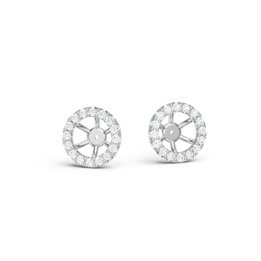 Round Lab-Grown Diamond Halo Earring Jackets for Three-Prong Martini Stud Earrings