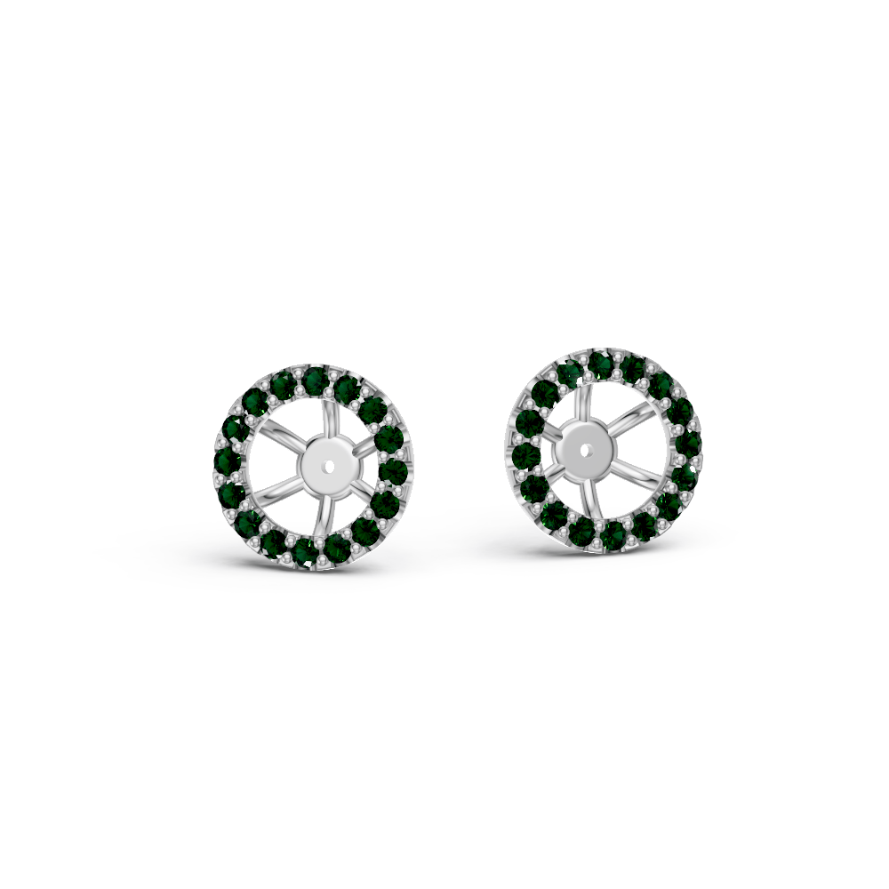 Emerald Halo Earring Jackets for Three-Prong Round Martini Stud Earrings