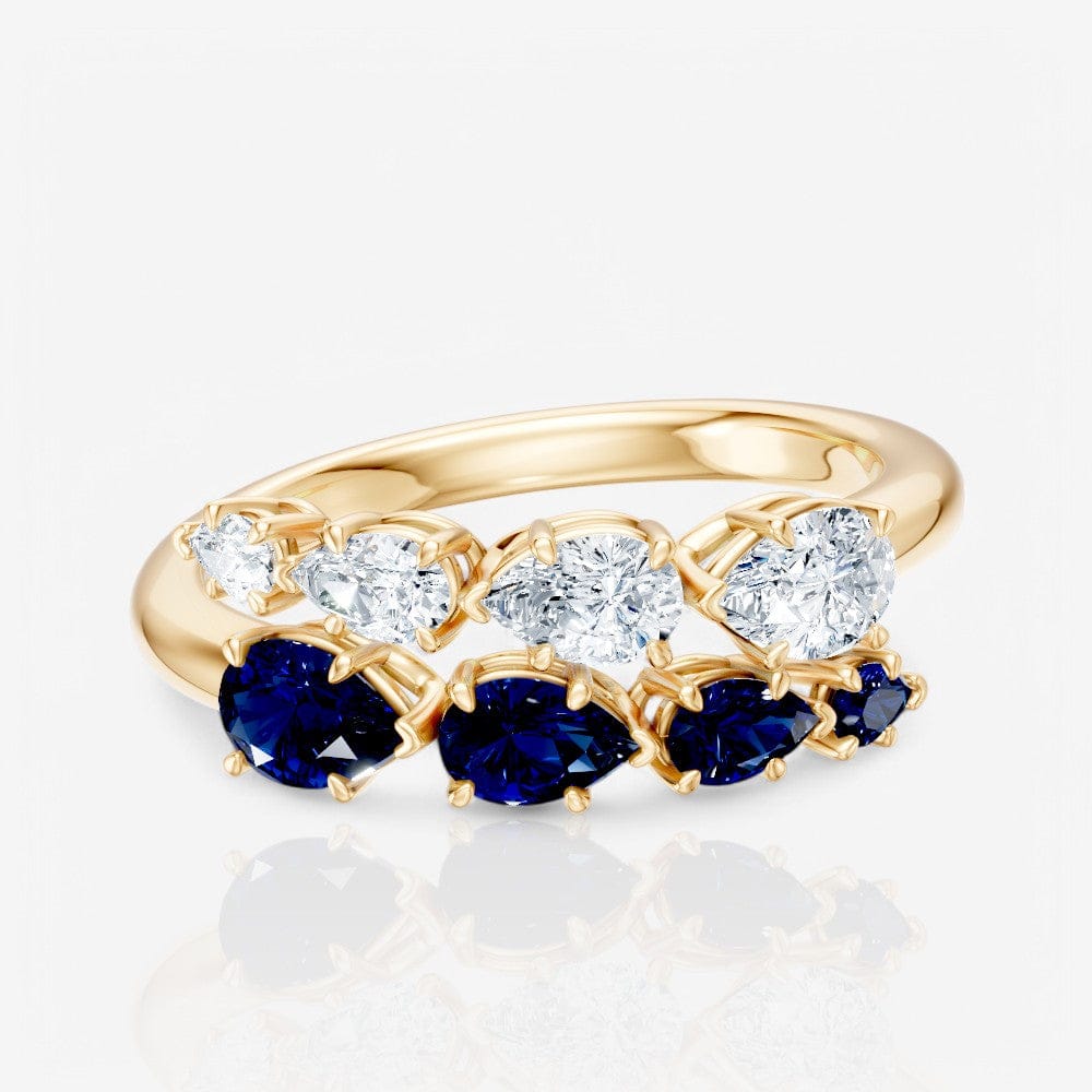 Pear-Shaped Lab-Grown Diamond & Sapphire Bypass Ring