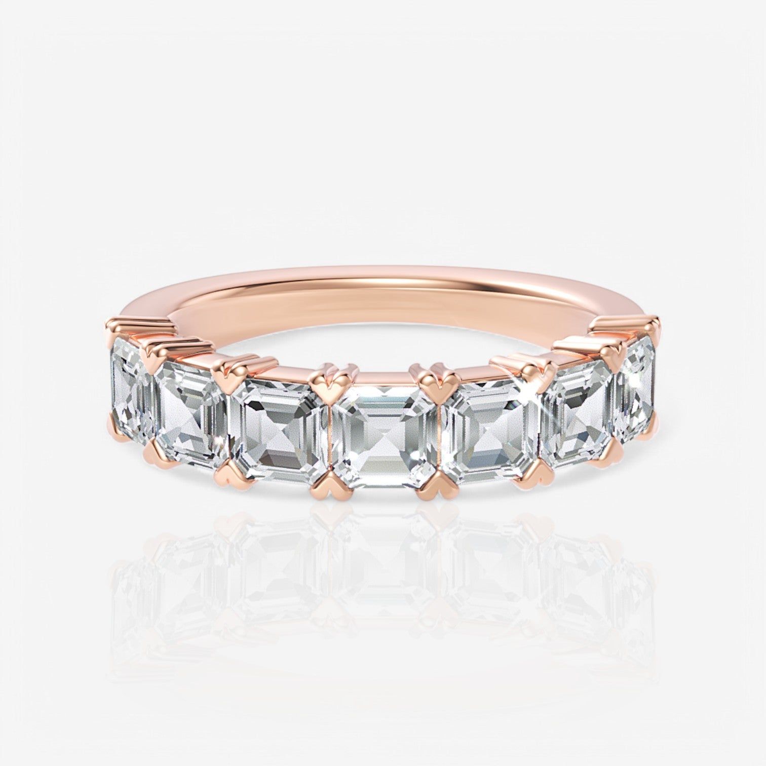 Seven-Stone Asscher Lab Diamond Wedding Ring