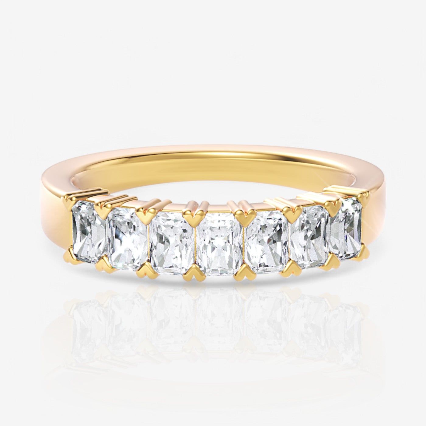 Seven-Stone Radiant Lab Diamond Wedding Ring