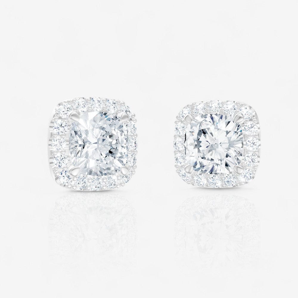 Custom Cushion Cut Halo Lab-Grown Diamond Stud Earrings