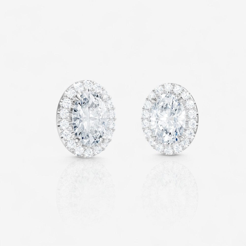 Oval Cut Lab-Grown Diamond Halo Stud Earrings