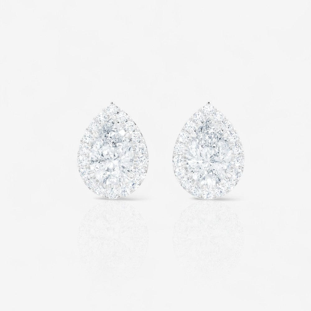 Pear Cut Lab-Grown Diamond Halo Stud Earrings
