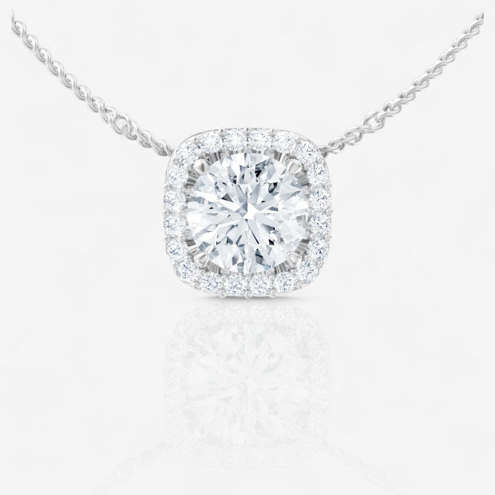 Round Cut Cushion Shaped Halo Lab-Grown Diamond Pendant Necklace