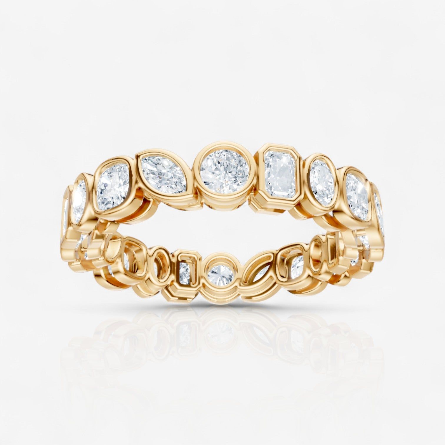 Mixed Shape Lab-Grown Diamond Bezel Set Eternity Band