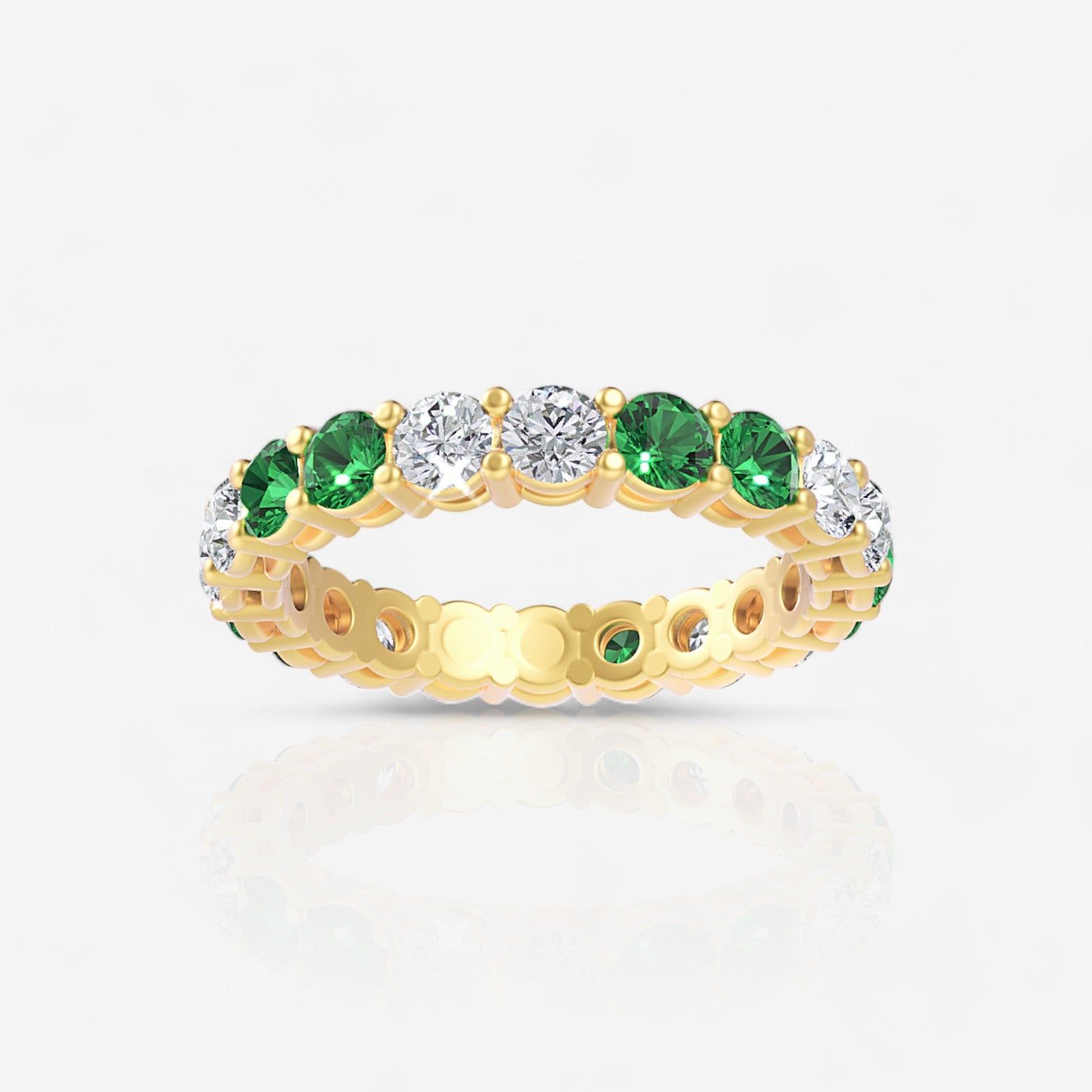 Alternating Emerald & Diamond Eternity Band