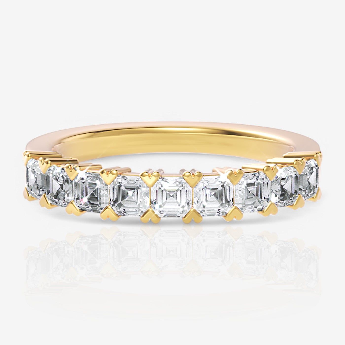 Nine-Stone Asscher Lab Diamond Wedding Ring