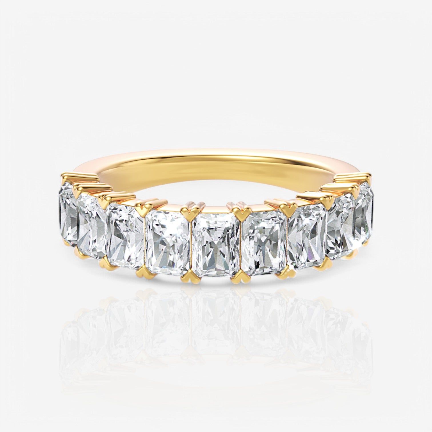Nine-Stone Radiant Lab Diamond Wedding Ring