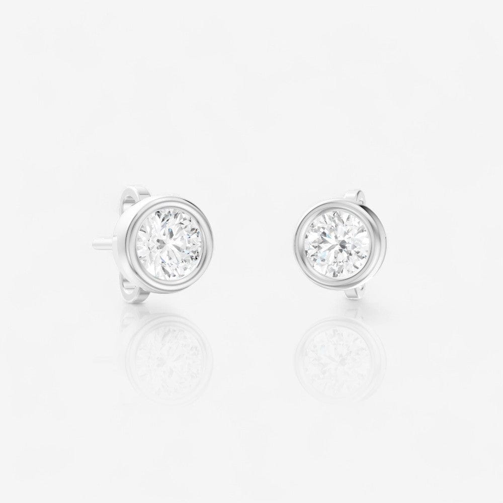 Round Lab-Grown Diamond Bezel Set Solitaire Stud Earrings