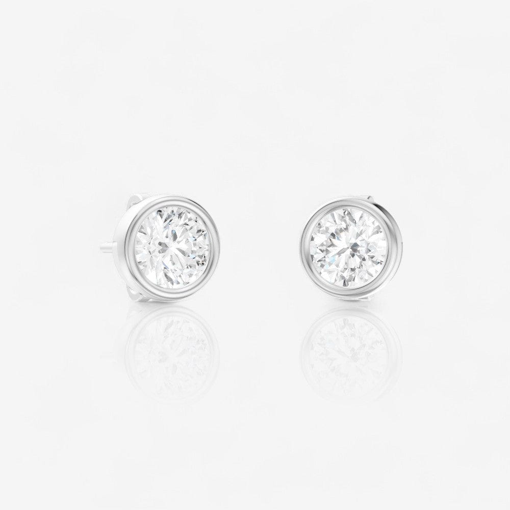 Custom Round Diamond Bezel Set Solitaire Stud Earrings