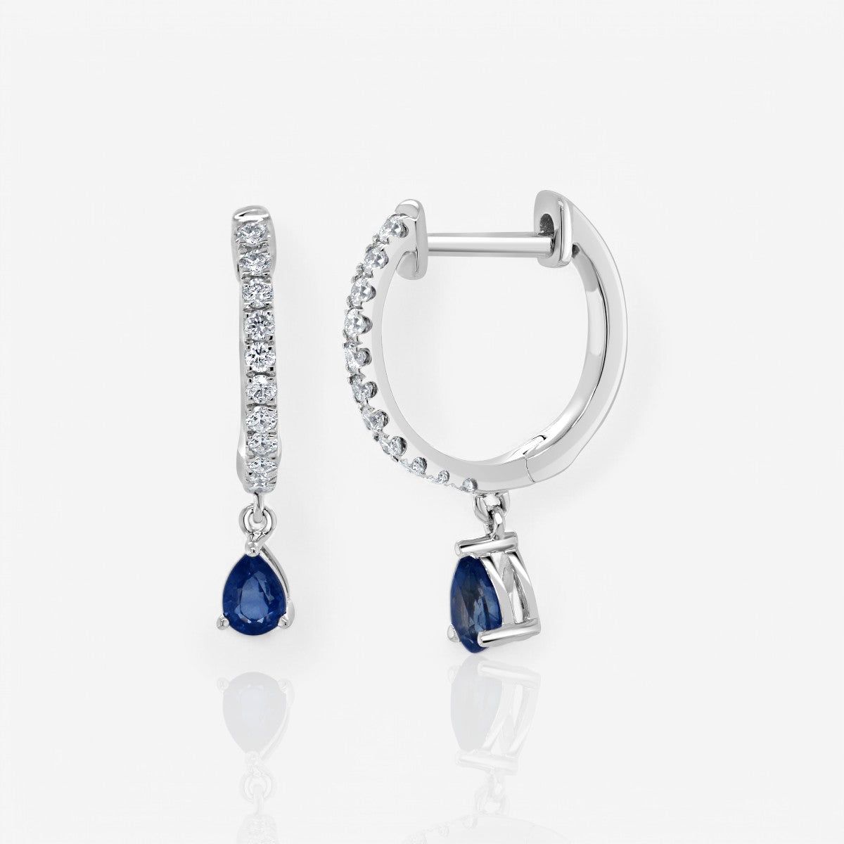 Sapphire & Diamond Dangle Huggie Earrings