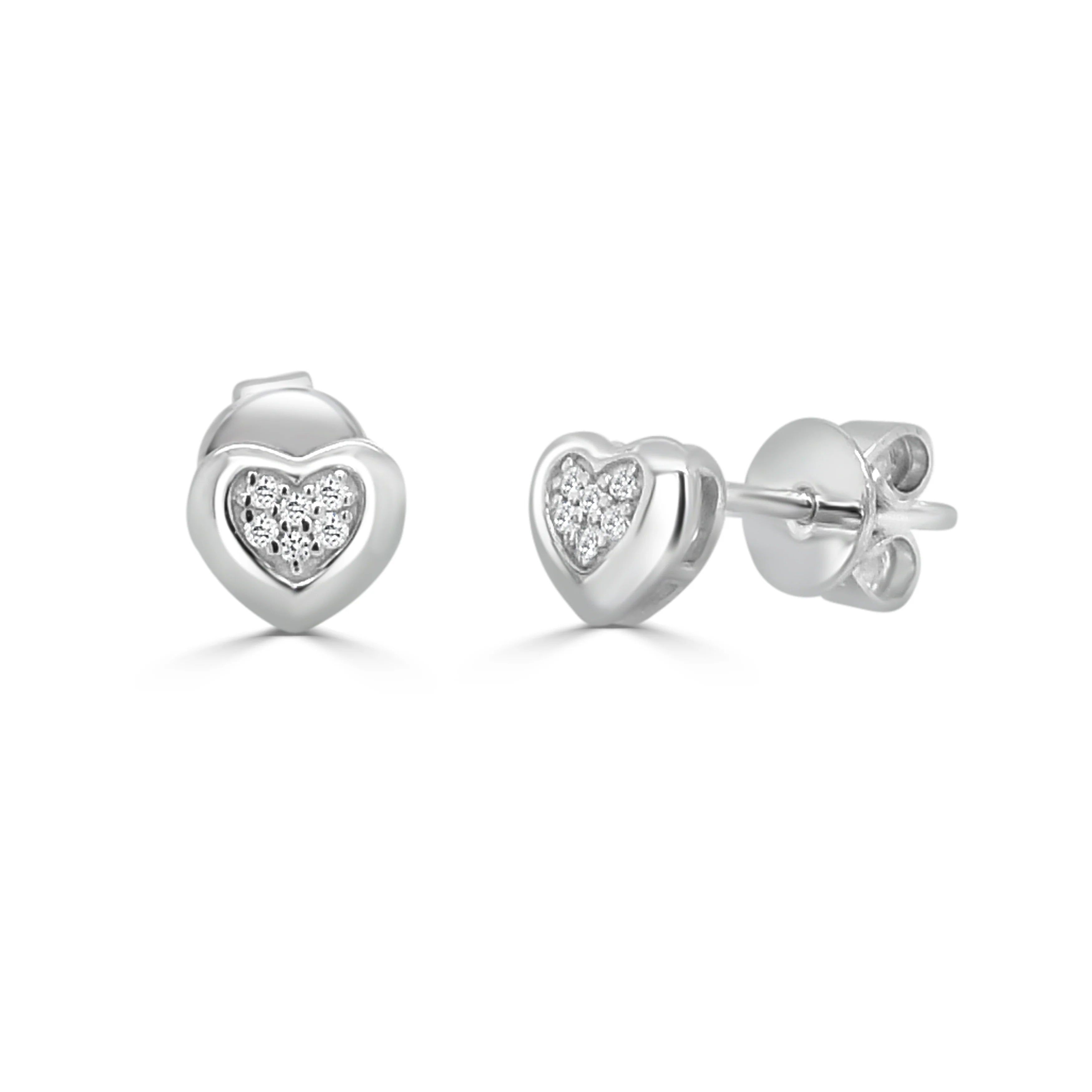 14kt Gold 0.04 CTW Diamond Heart Stud Earrings