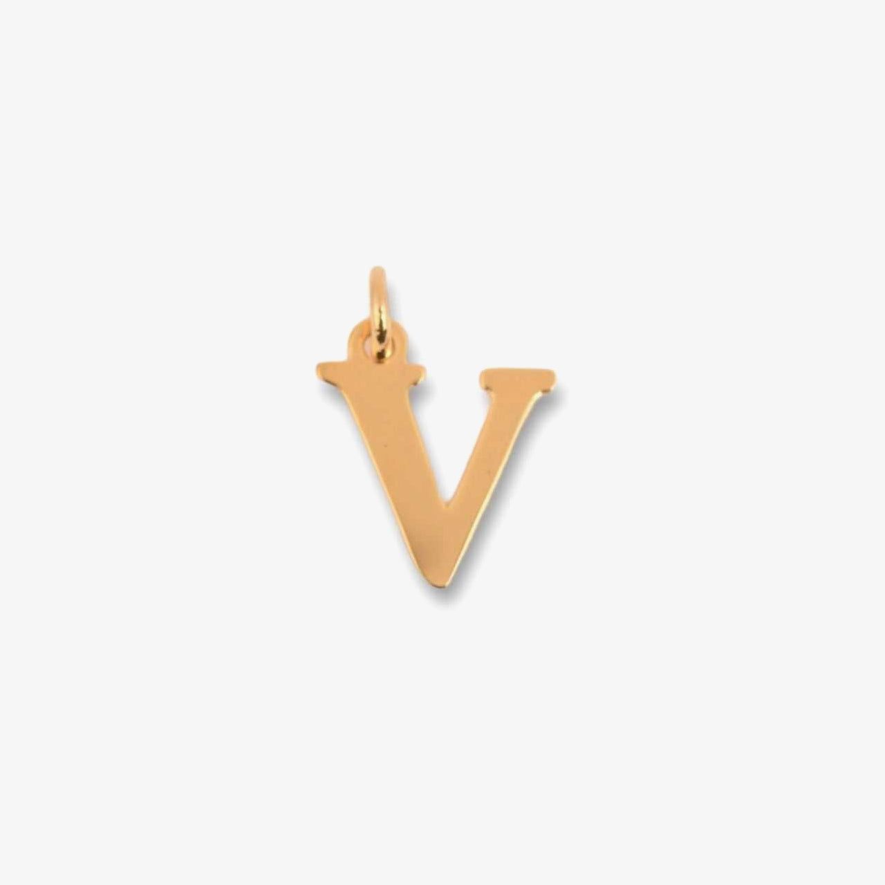 18kt Gold Plated Mini Initial Charm - V