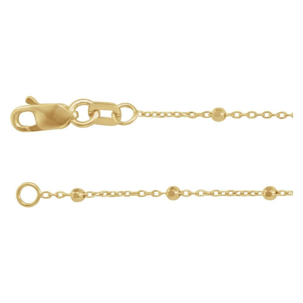14kt Yellow Gold .85mm Faceted Satellite Cable Charm Bracelet Chain