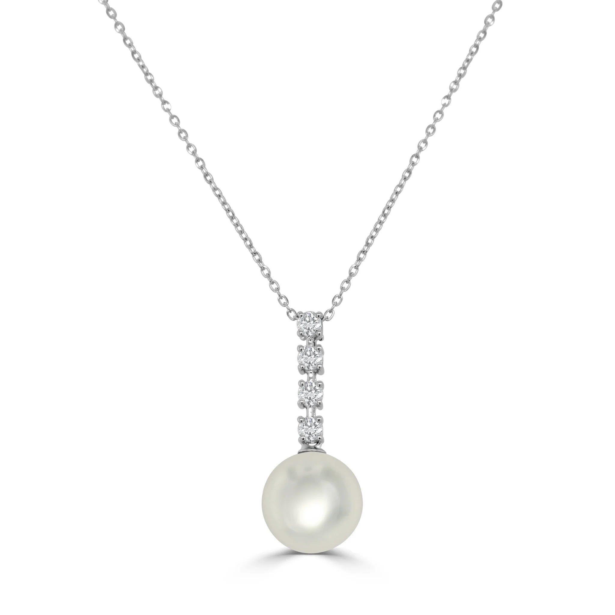 14kt Gold 0.25 CTW Diamond & Pearl Drop Necklace