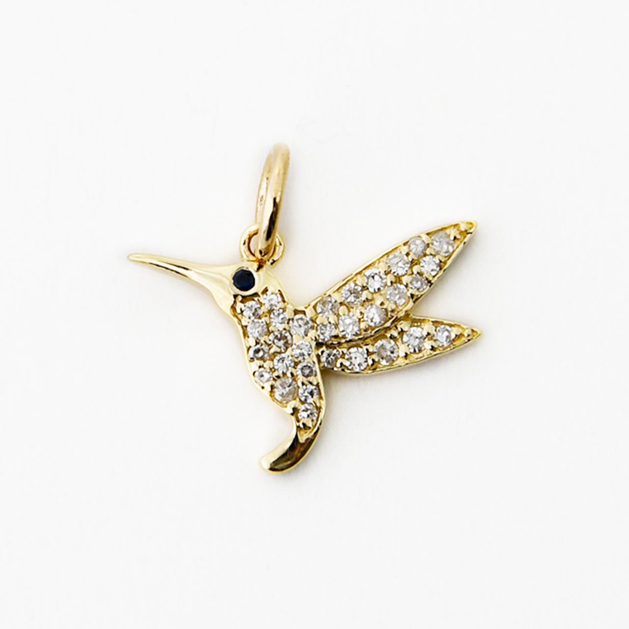 14kt Gold 0.12 CTW Natural Diamond Hummingbird Charm