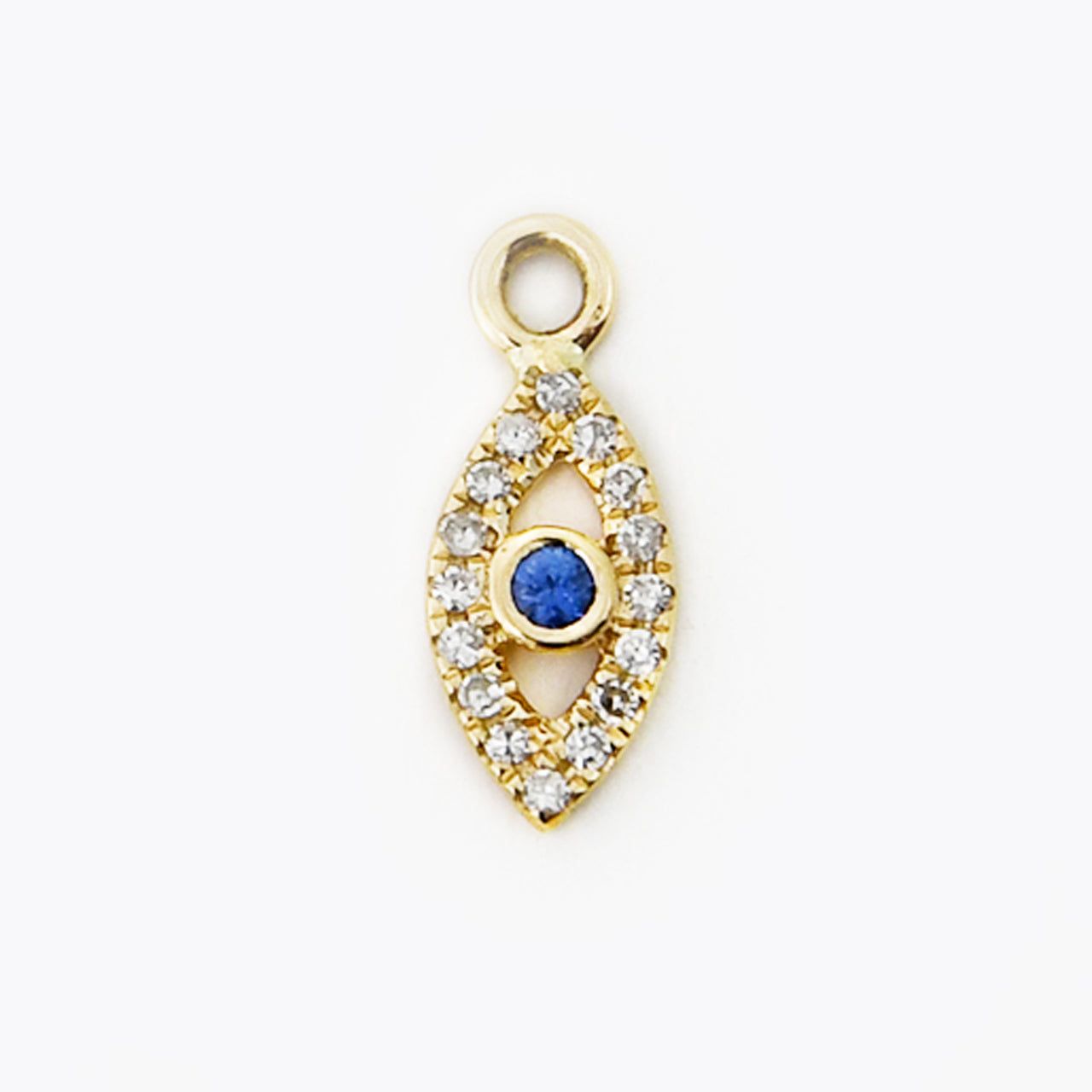 14kt Gold 0.04 CTW Diamond & Sapphire Evil Eye Charm