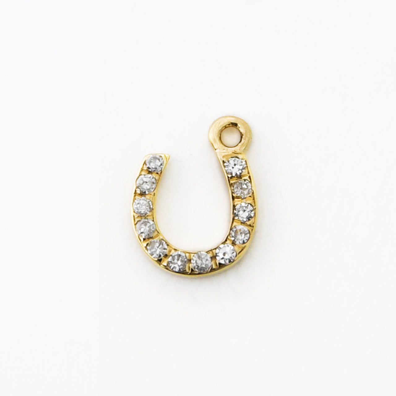 14kt Gold 0.05 CTW Diamond Lucky Horse Shoe Charm